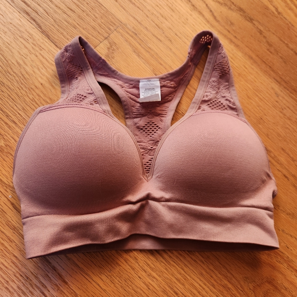 Small pink push up sports bra